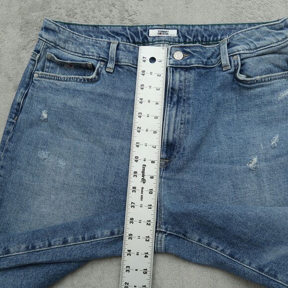 Tommy Jeans Women's 16 Blue High-Rise Denim Pants 27" Inseam Distressed - Picture 8 of 16